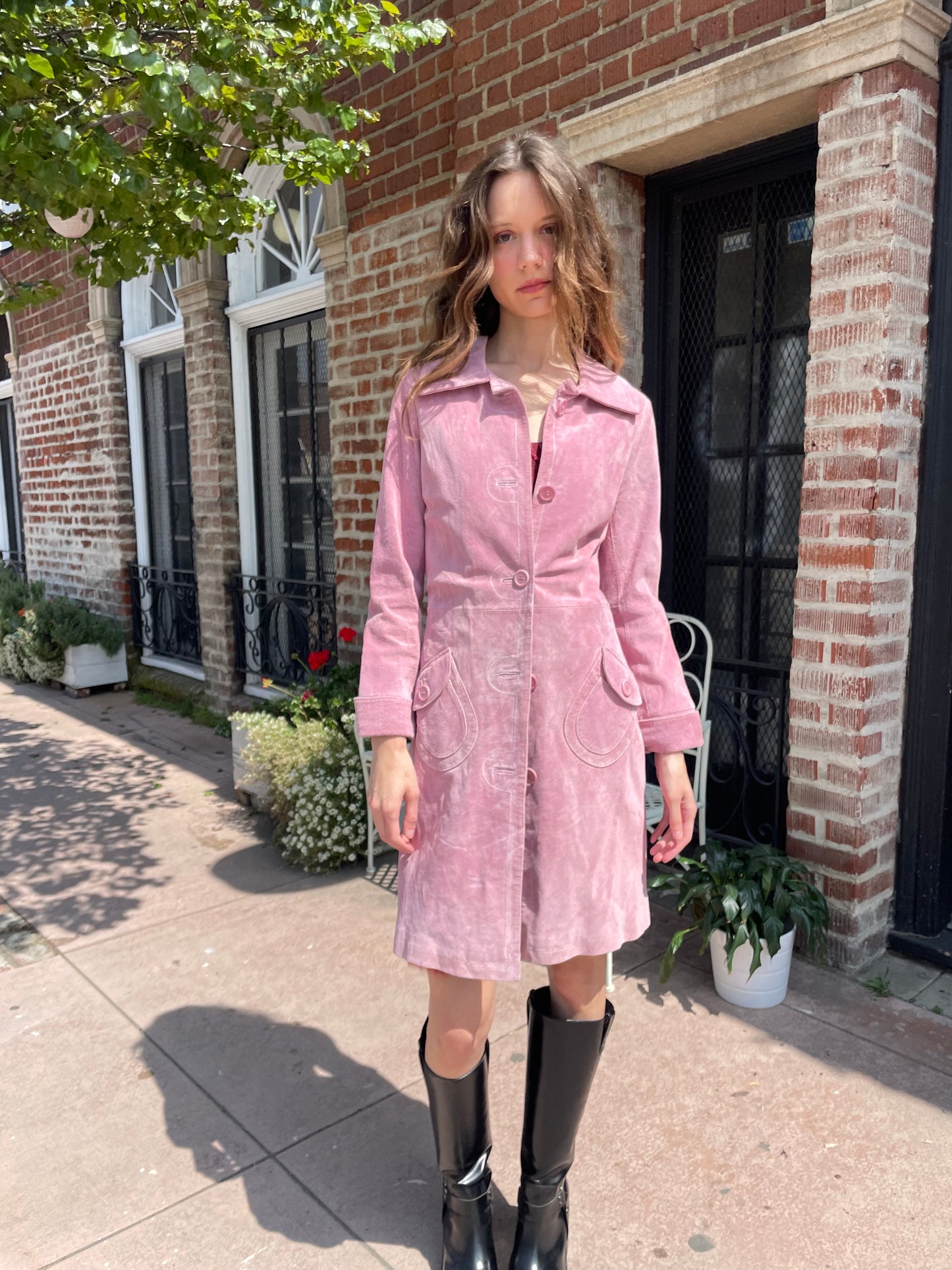 Pink Suede Trench (S)