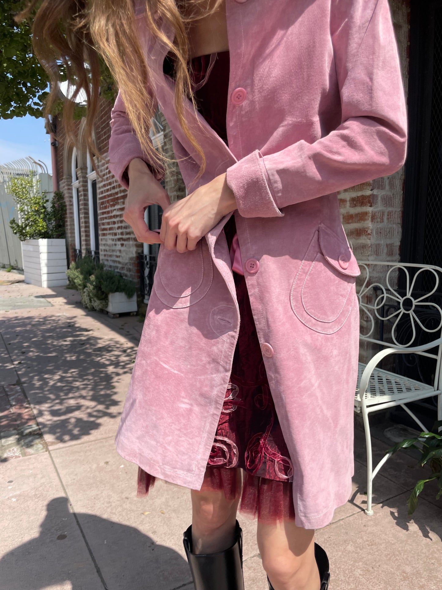 Pink Suede Trench (S)