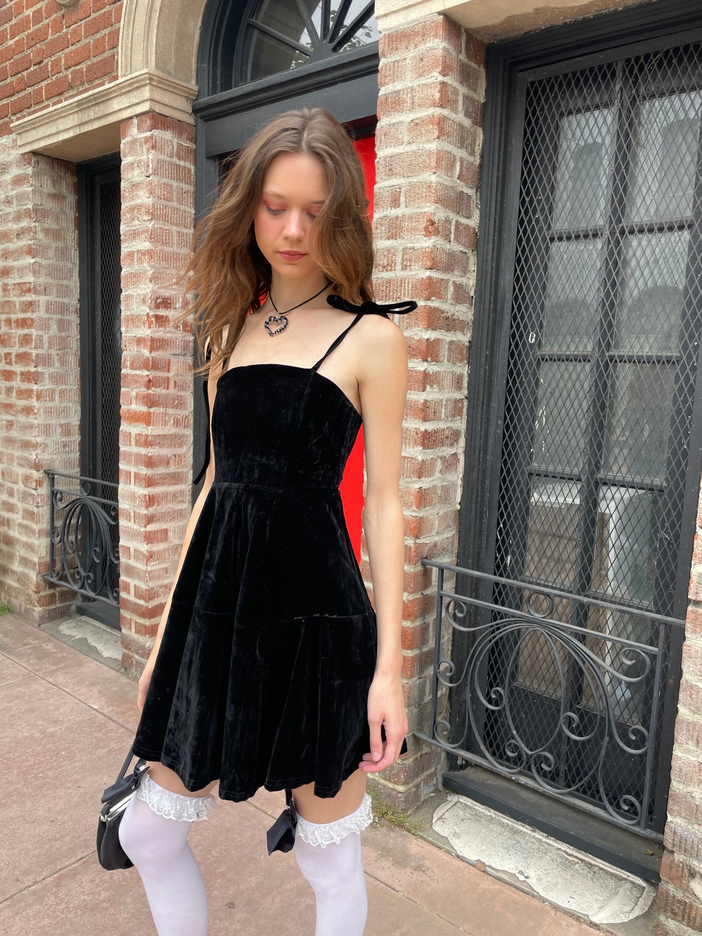 girl with black velvet dress