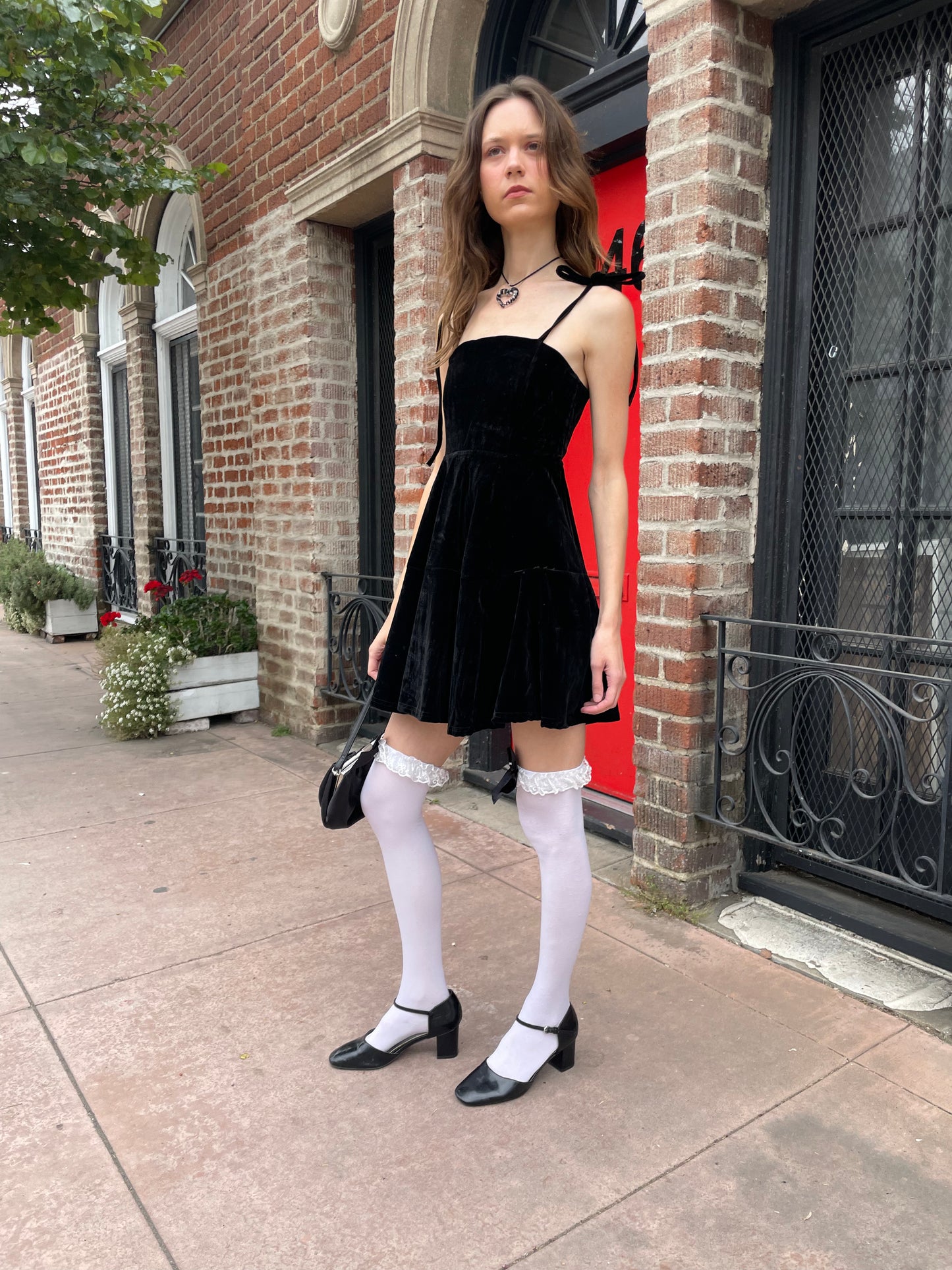 girl with black velvet dress