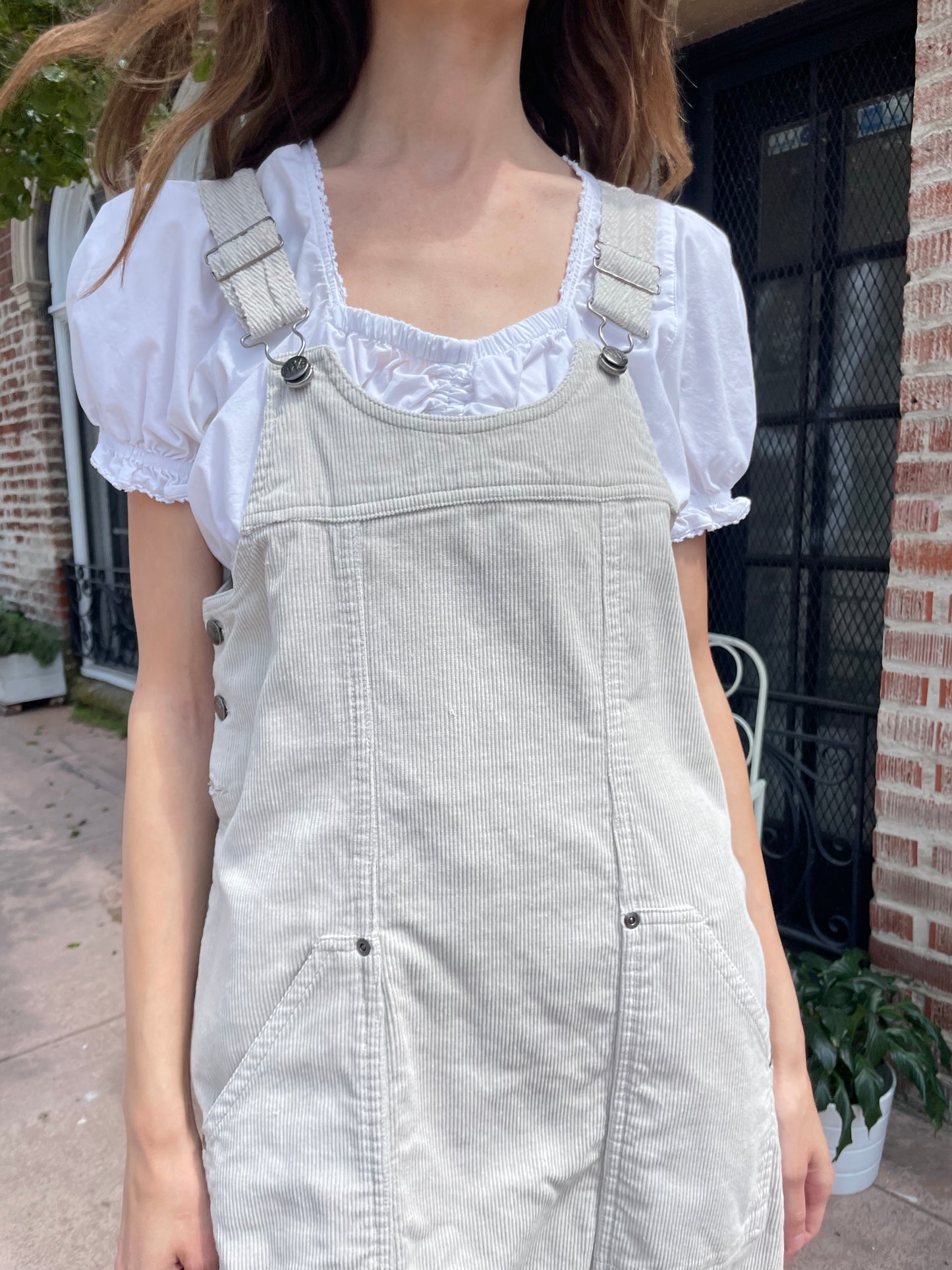 Tan Corduroy Overall Dress (S)