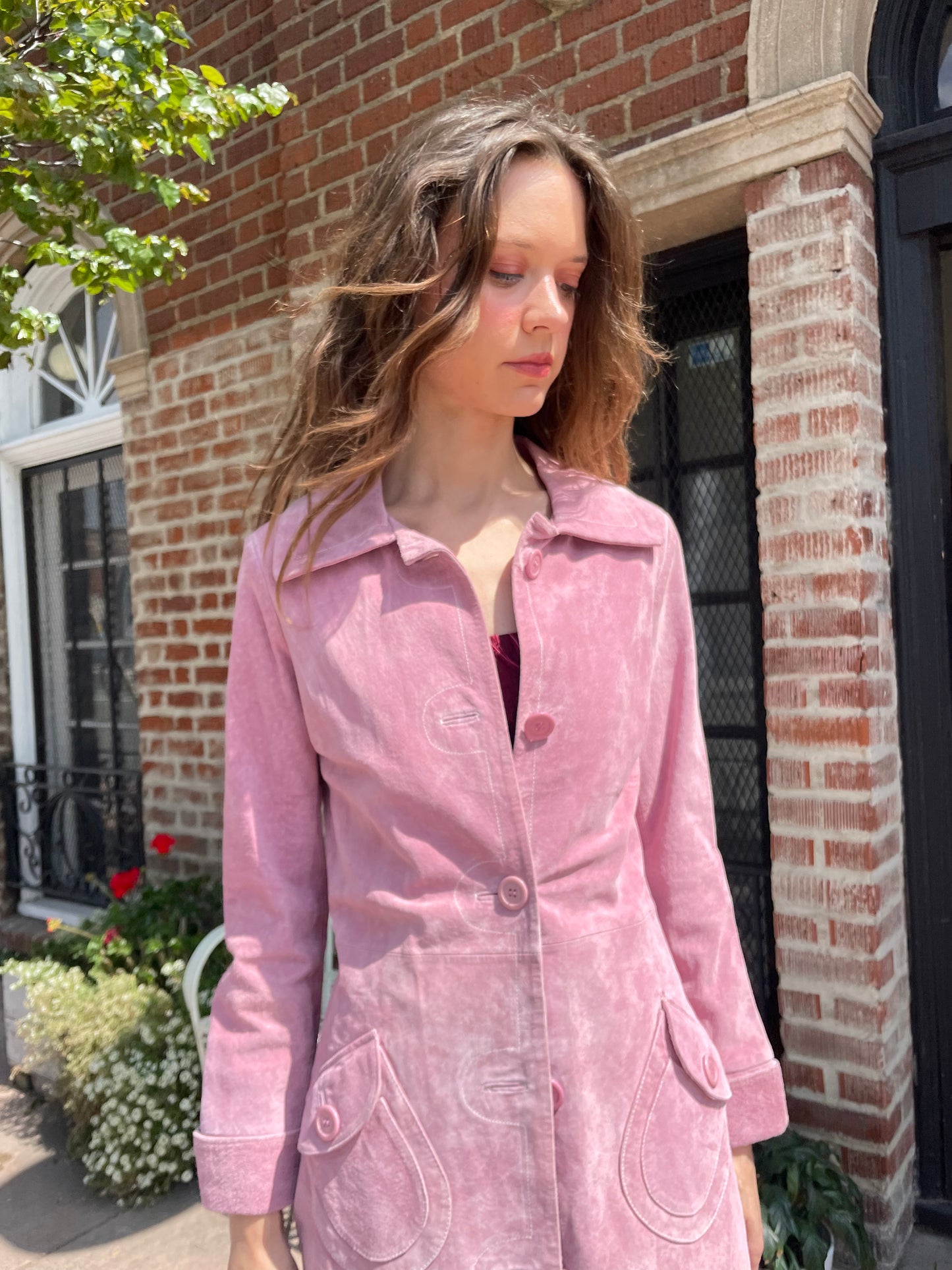 Pink Suede Trench (S)