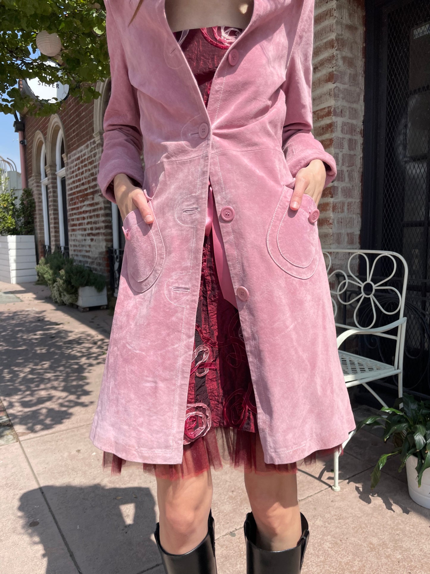 Pink Suede Trench (S)