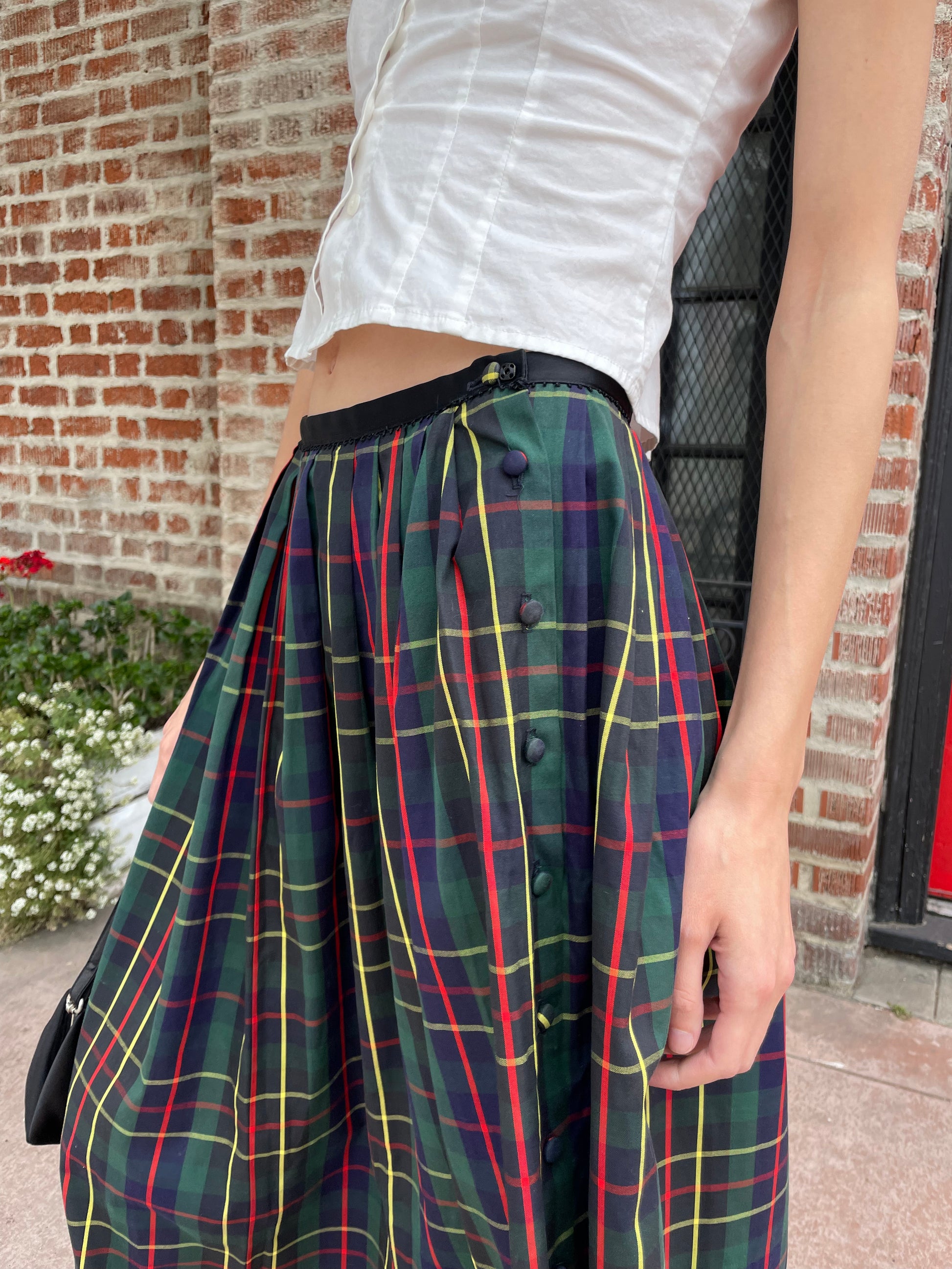 Green plaid skirt in store hotsell