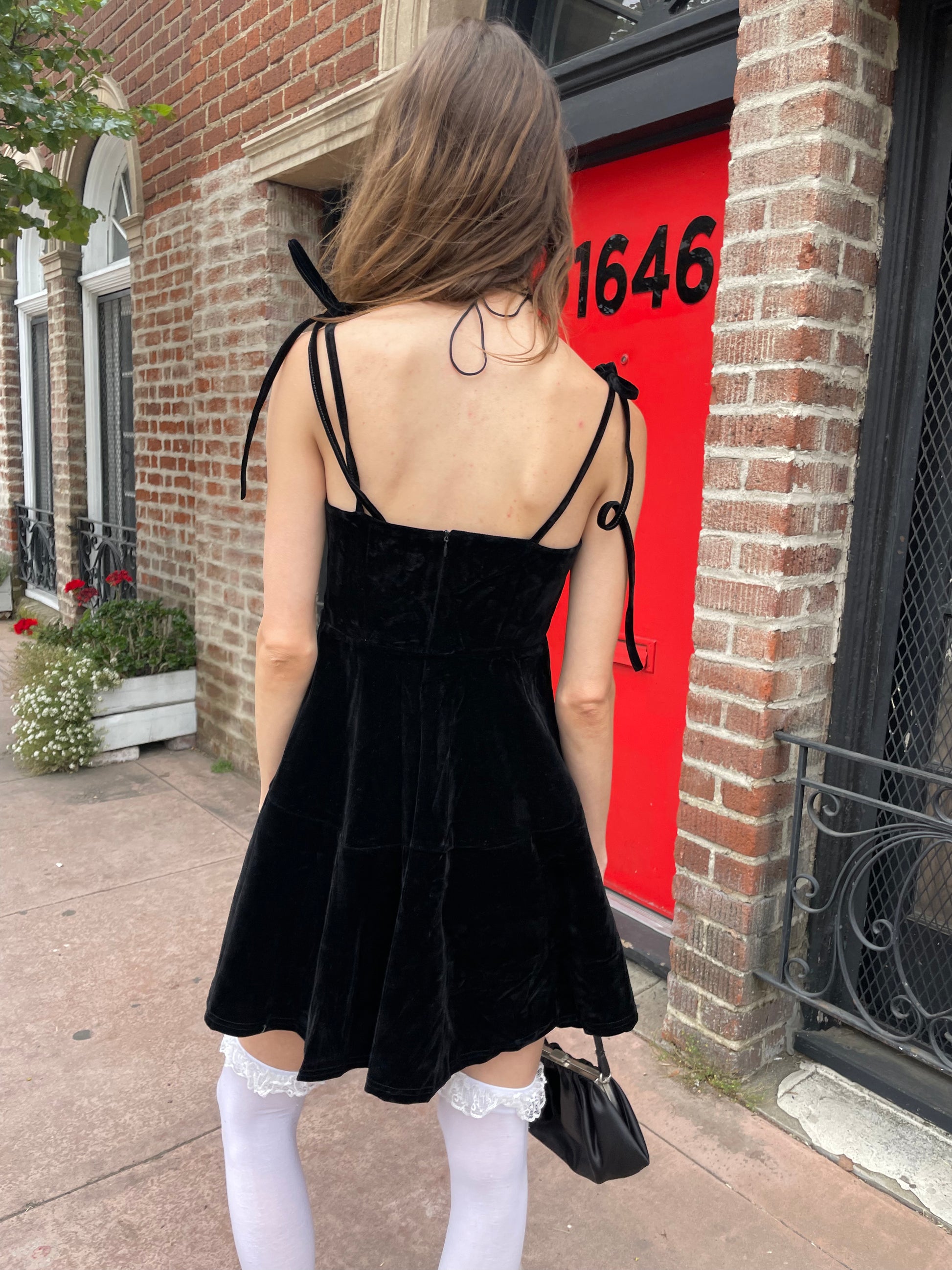 girl with black velvet dress