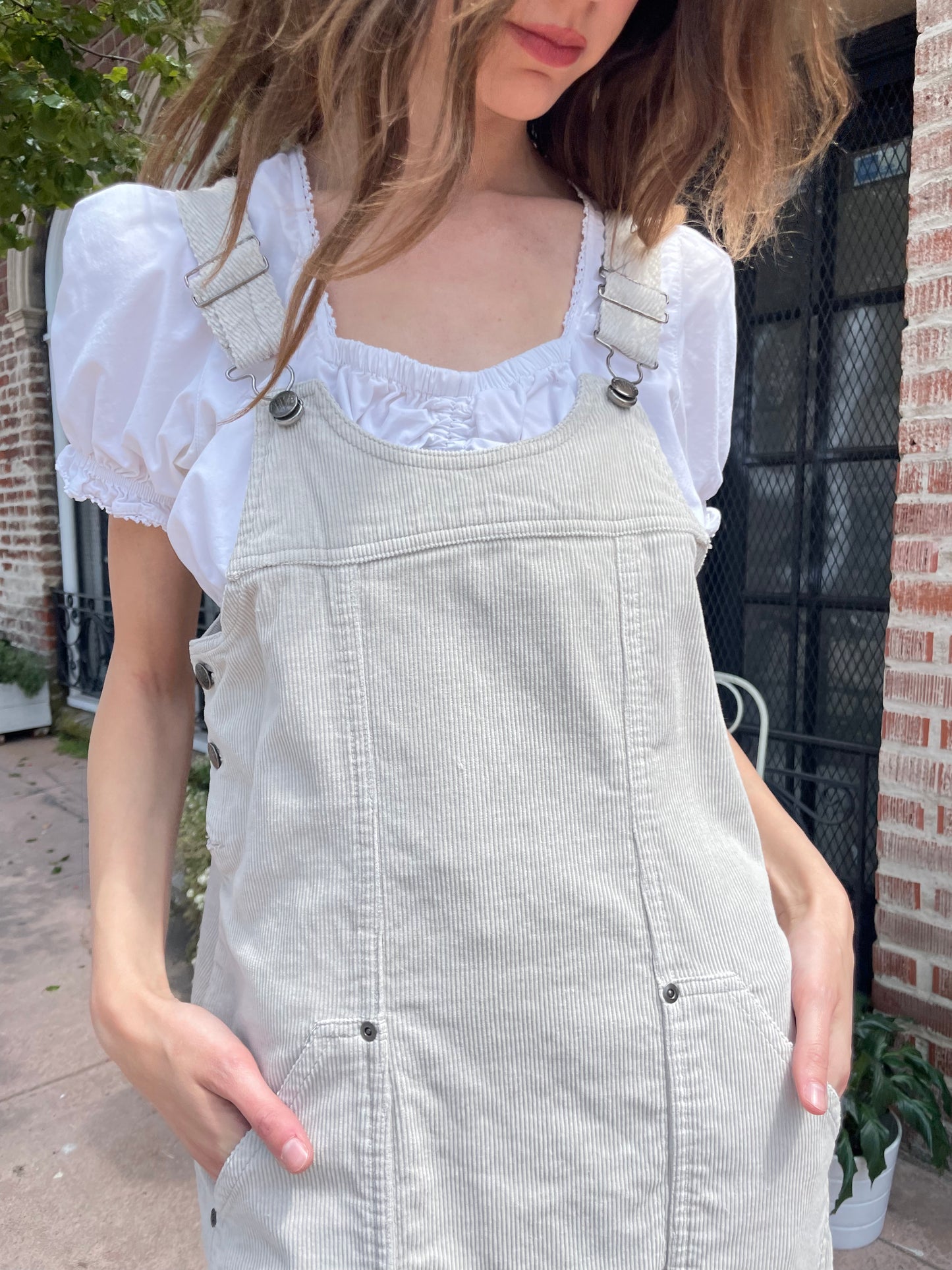 Tan Corduroy Overall Dress (S)