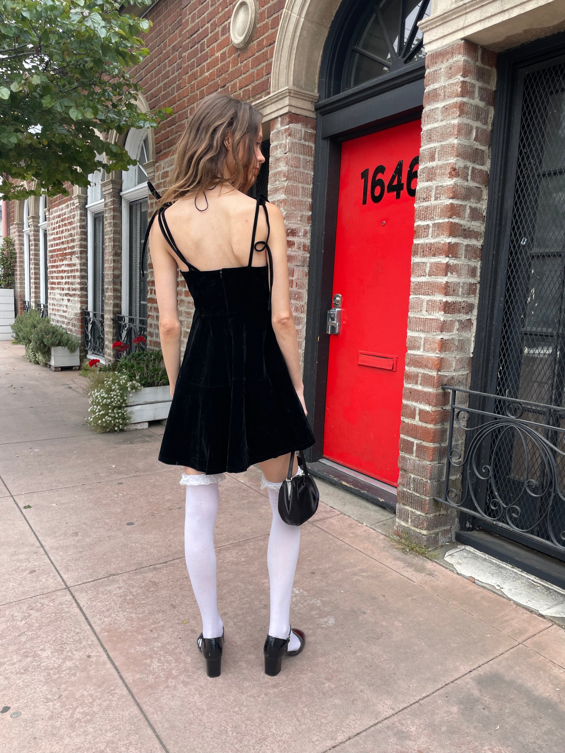 girl with black velvet dress