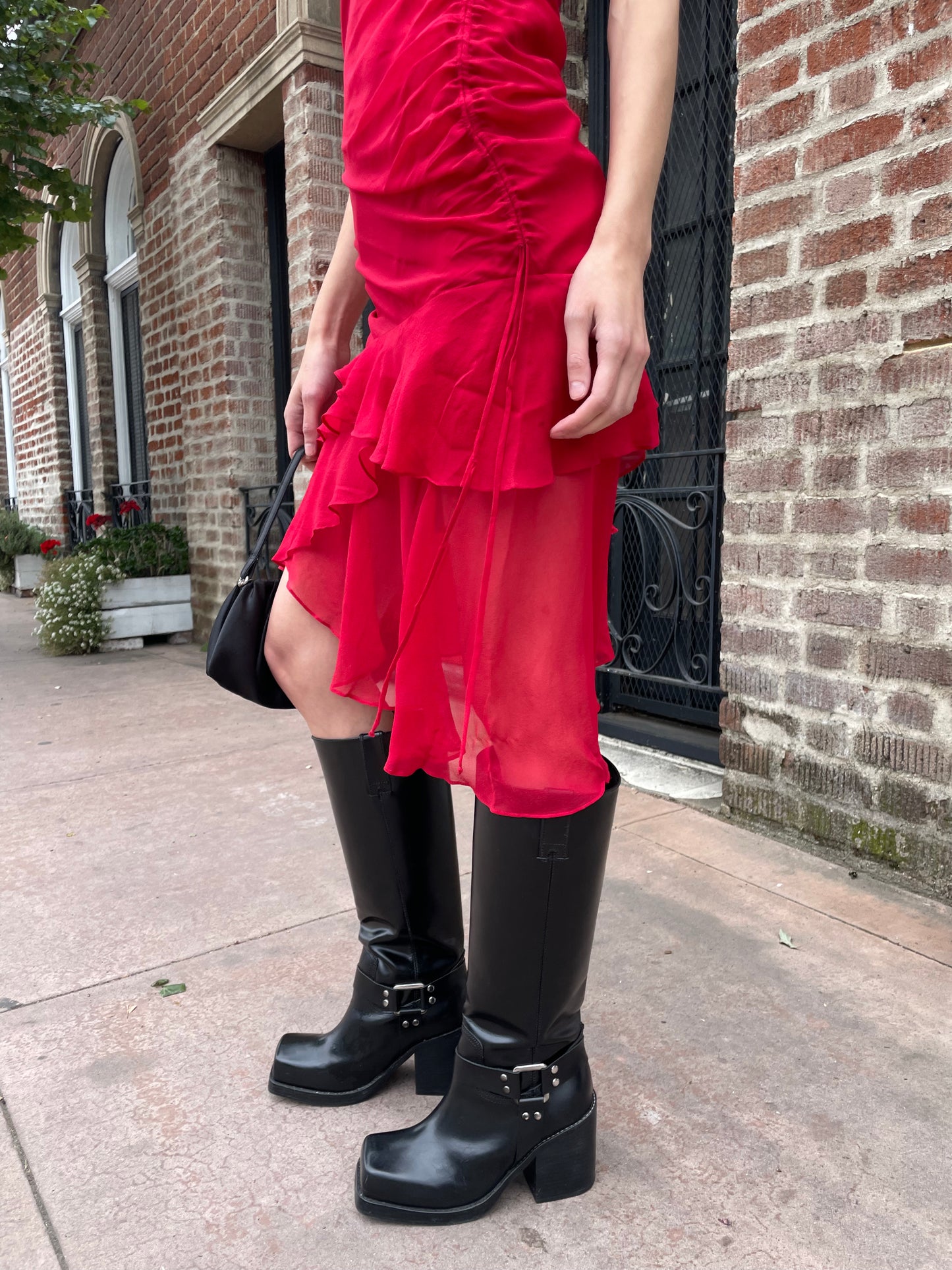 Red Ruffle Asymmetrical Dress (S)