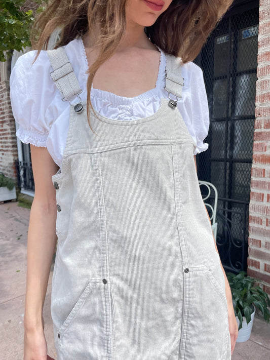 Tan Corduroy Overall Dress (S)