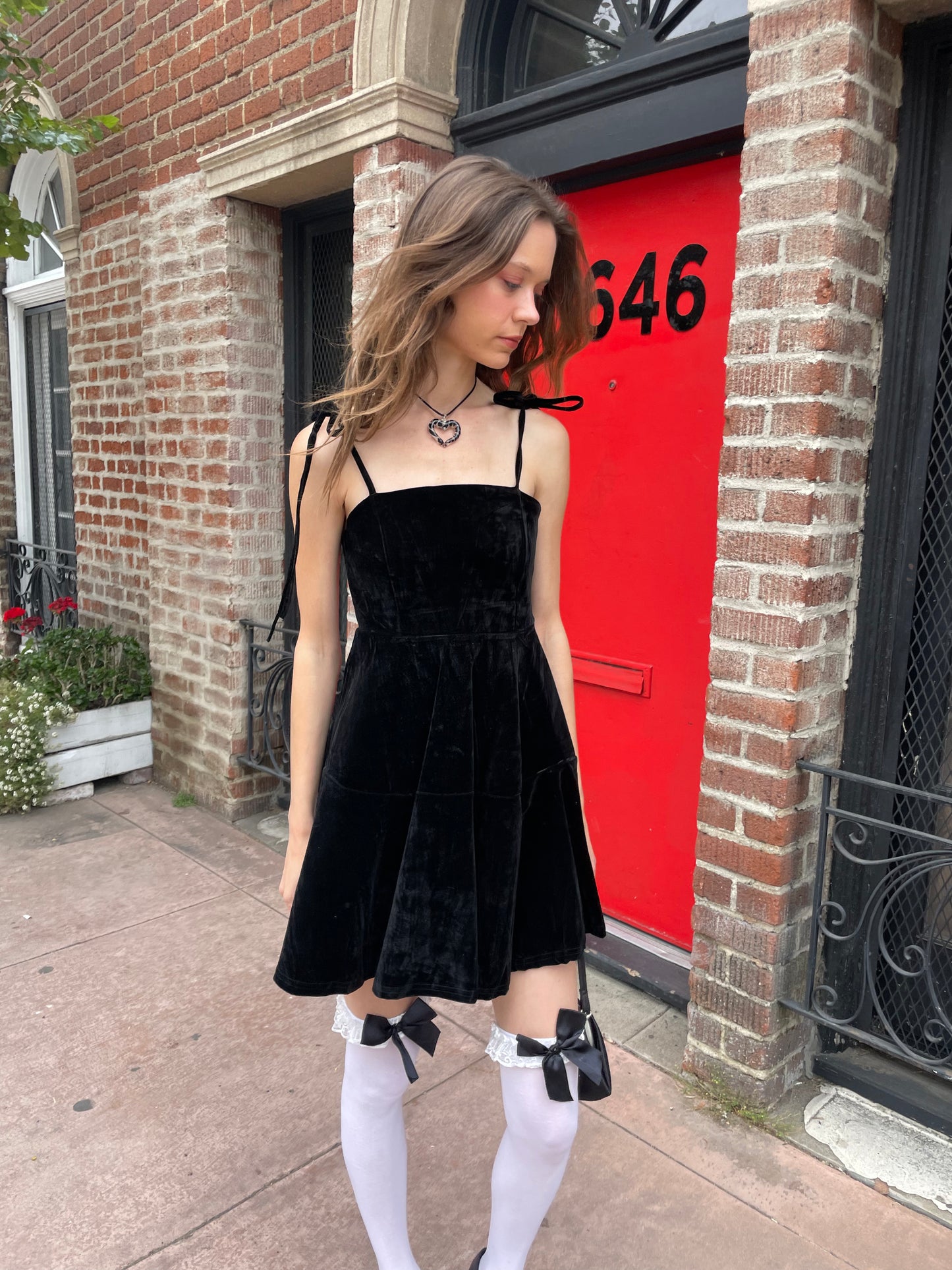 girl with black velvet dress