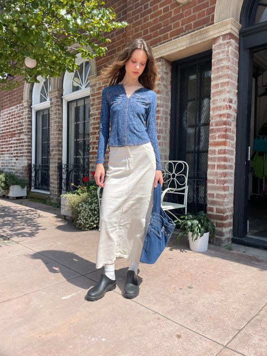 Y2K Denim Print Long Sleeve (S)