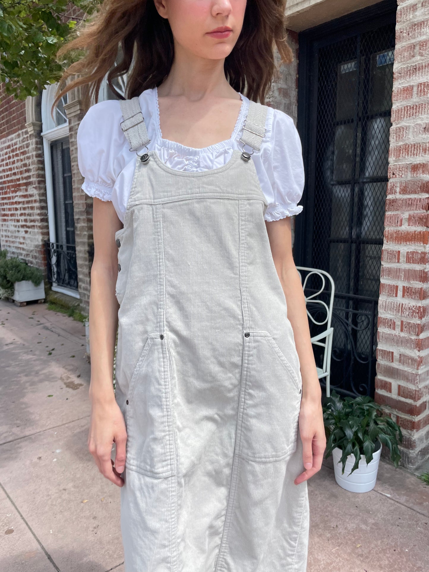 Tan Corduroy Overall Dress (S)