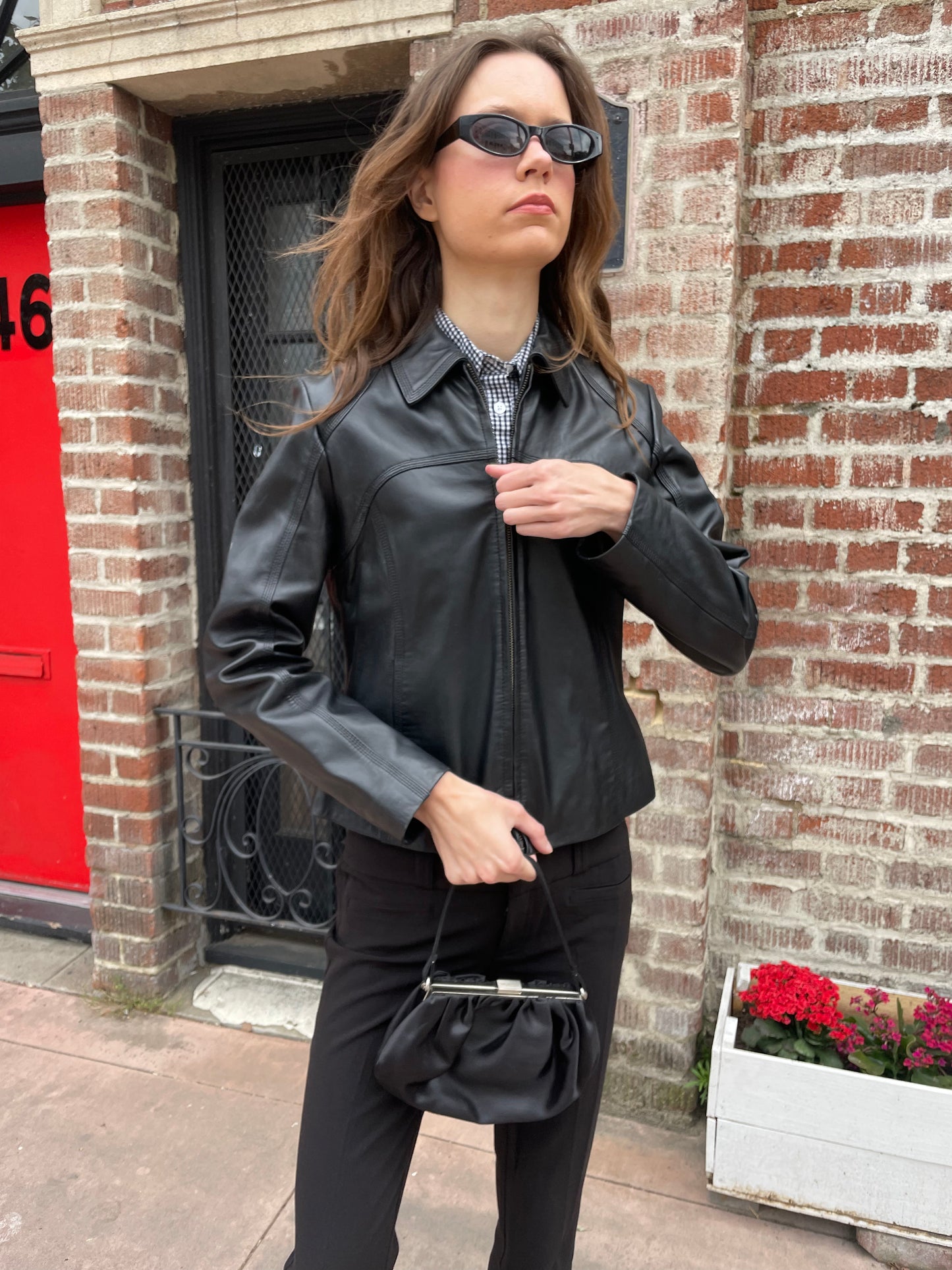 Vintage Black Leather Jacket (S)