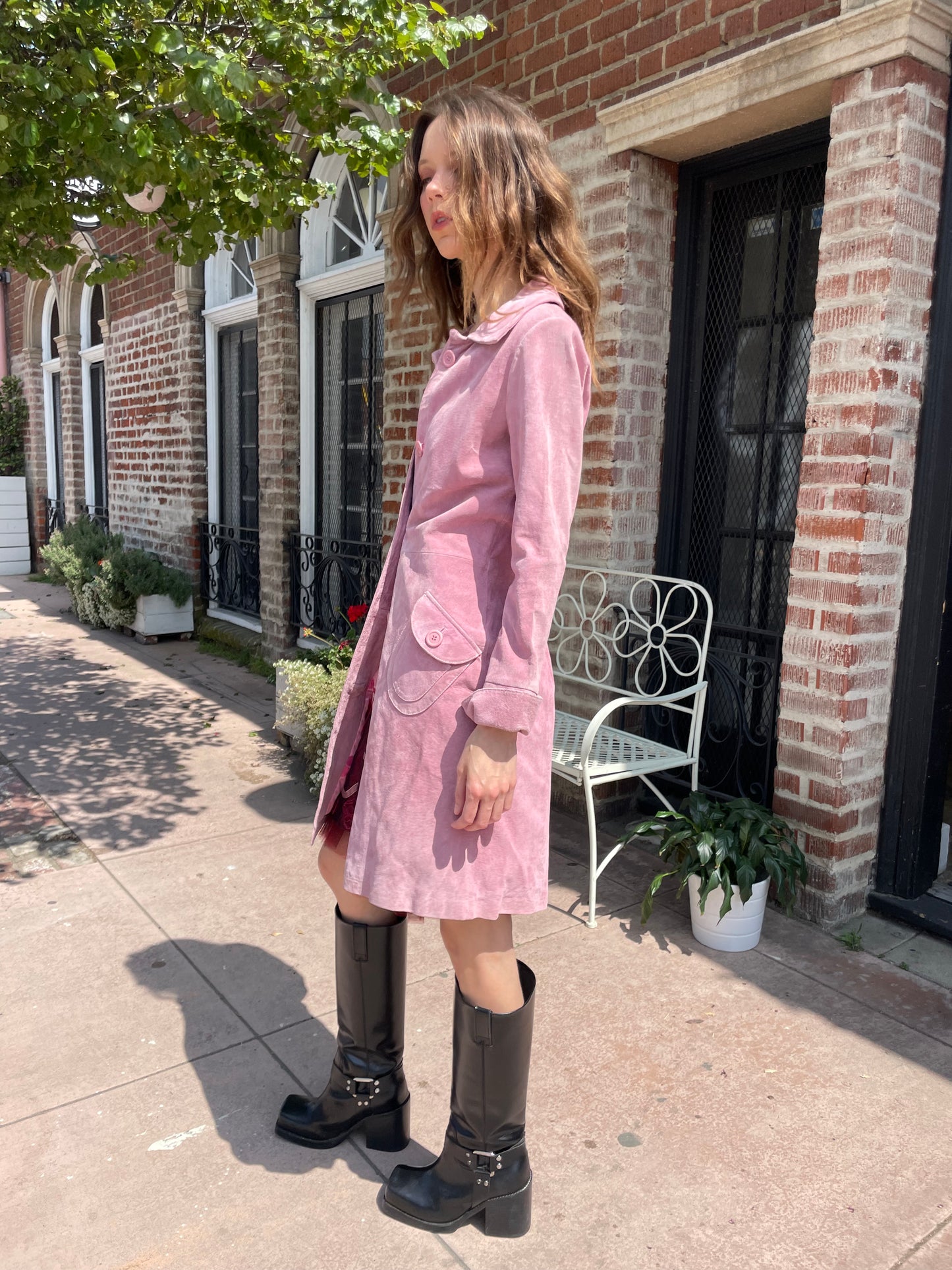 Pink Suede Trench (S)