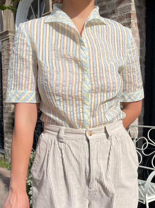 Striped Sheer Button Down (S)