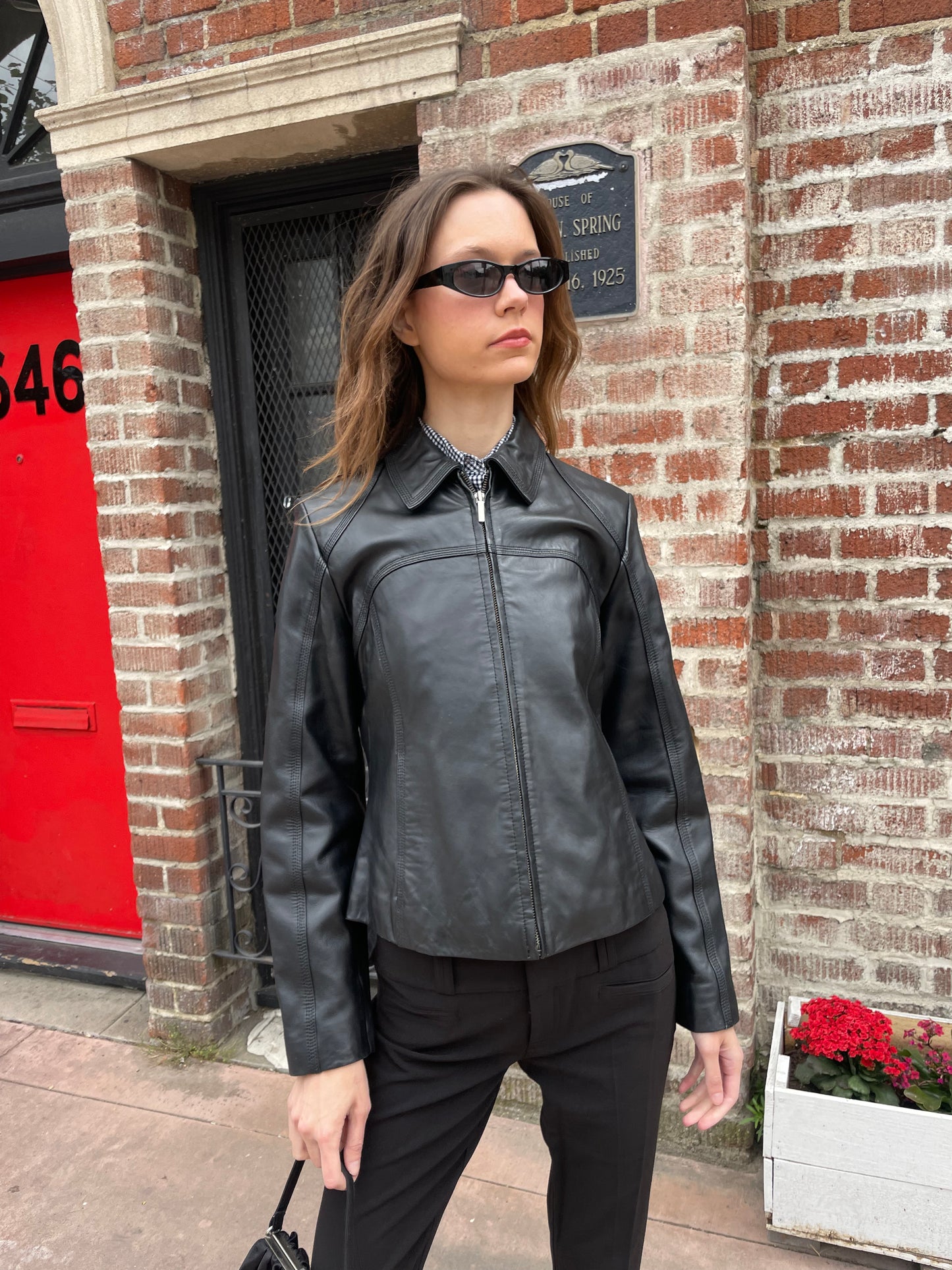 Vintage Black Leather Jacket (S)