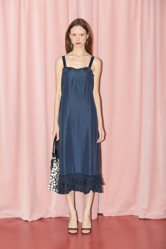 Lapis Blue Silk Slip Dress (S)