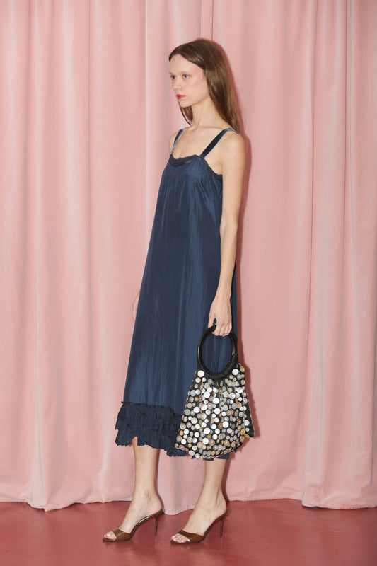 Lapis Blue Silk Slip Dress (S)