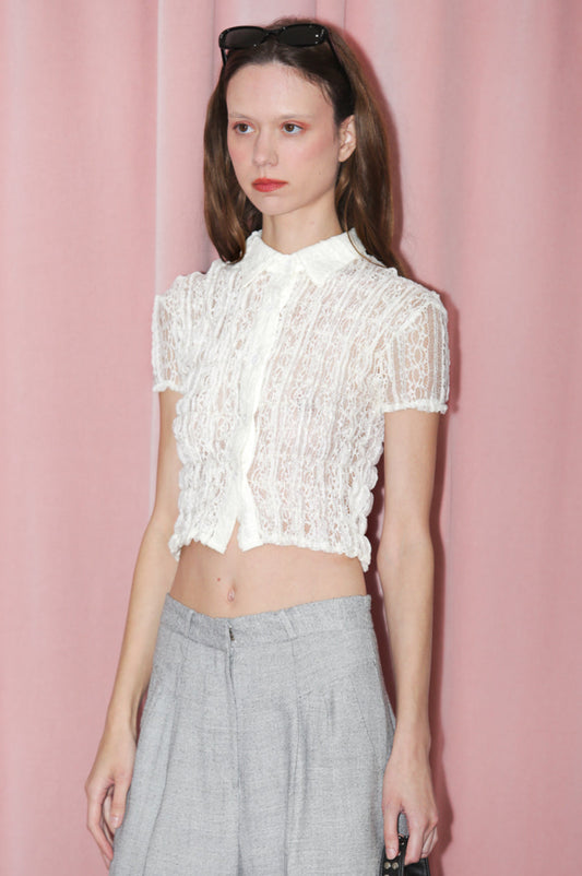 White Lace Cropped Top (XS)