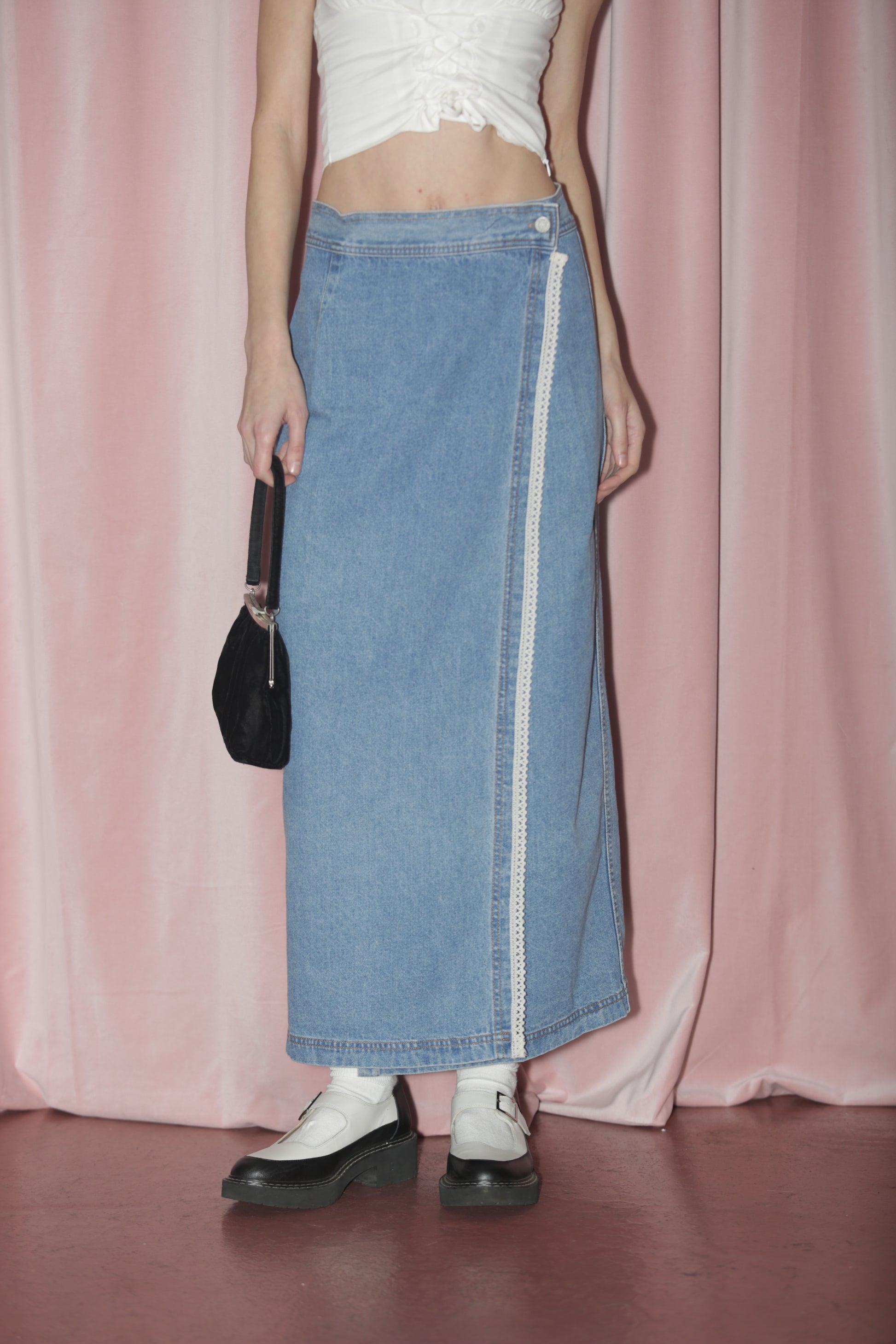 girl in denim skirt