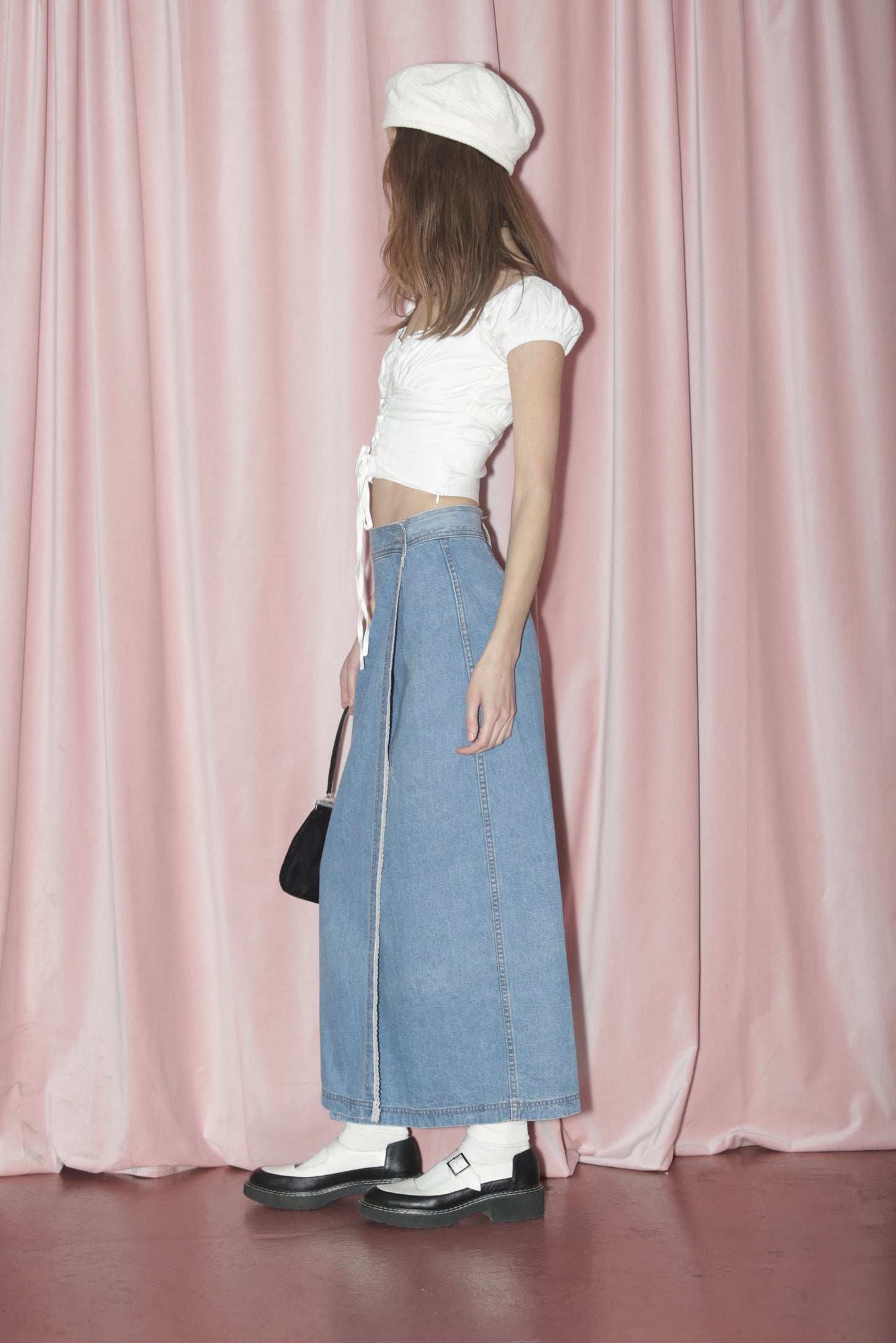 girl in denim skirt