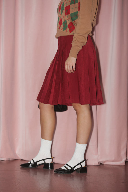 Ruby Red Pleated Skirt (S)