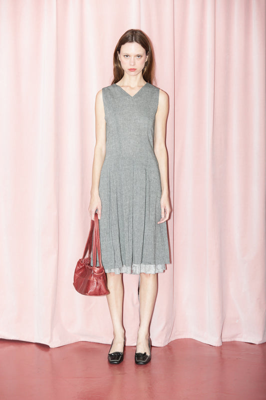 Heather Charcoal Pleated Dress (S)