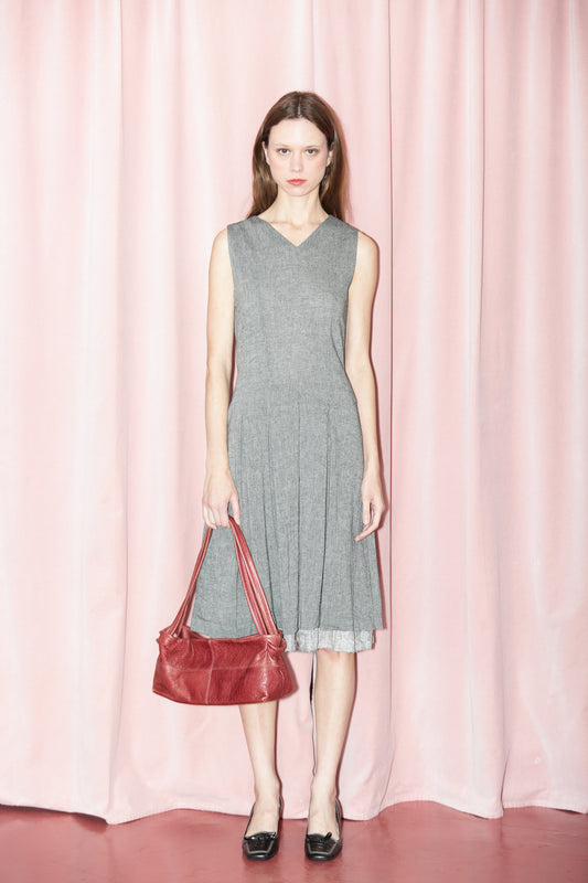 Heather Charcoal Pleated Dress (S)