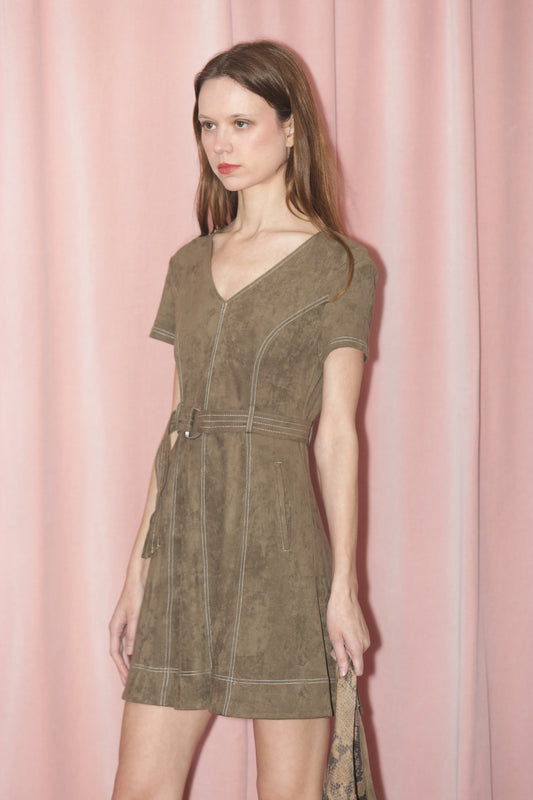 Taupe Faux Suede Dress (S)