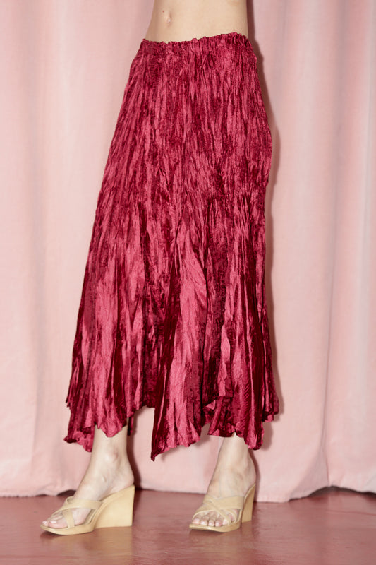 Crimson Textured Asymmetrical Skirt (S)