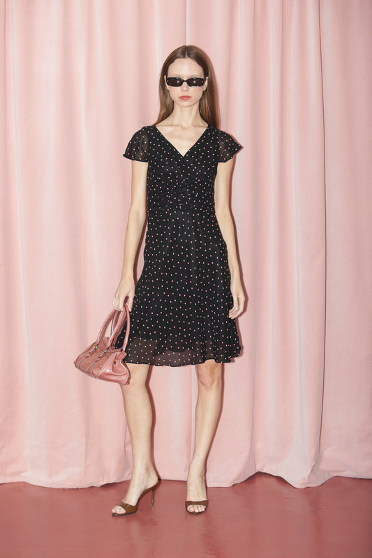 Black & Pink Polka Dot Dress (S)