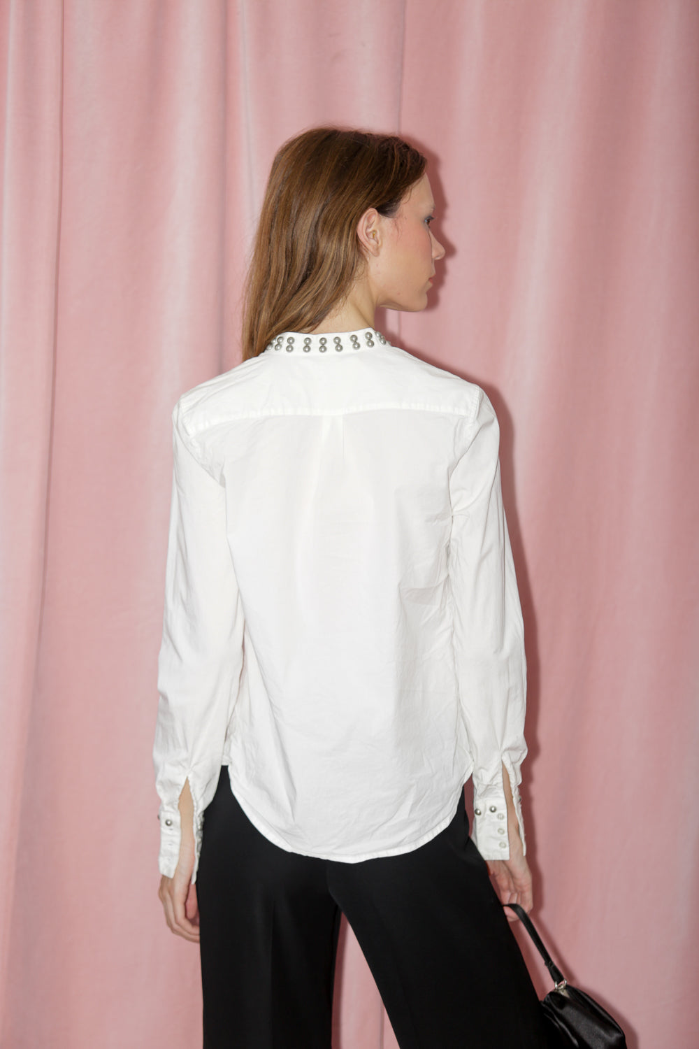 White Silver Studded Long Sleeve (S)