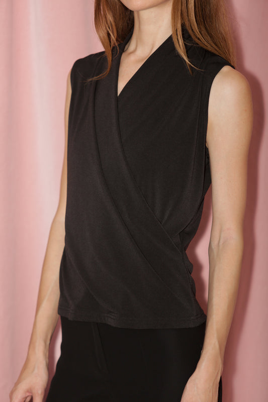 Black Draped Cropped Top (S)