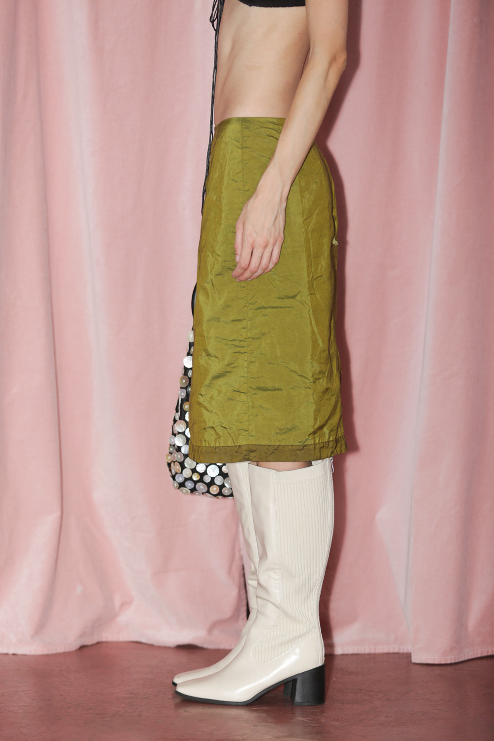 Olive Green Textured Skirt (S)