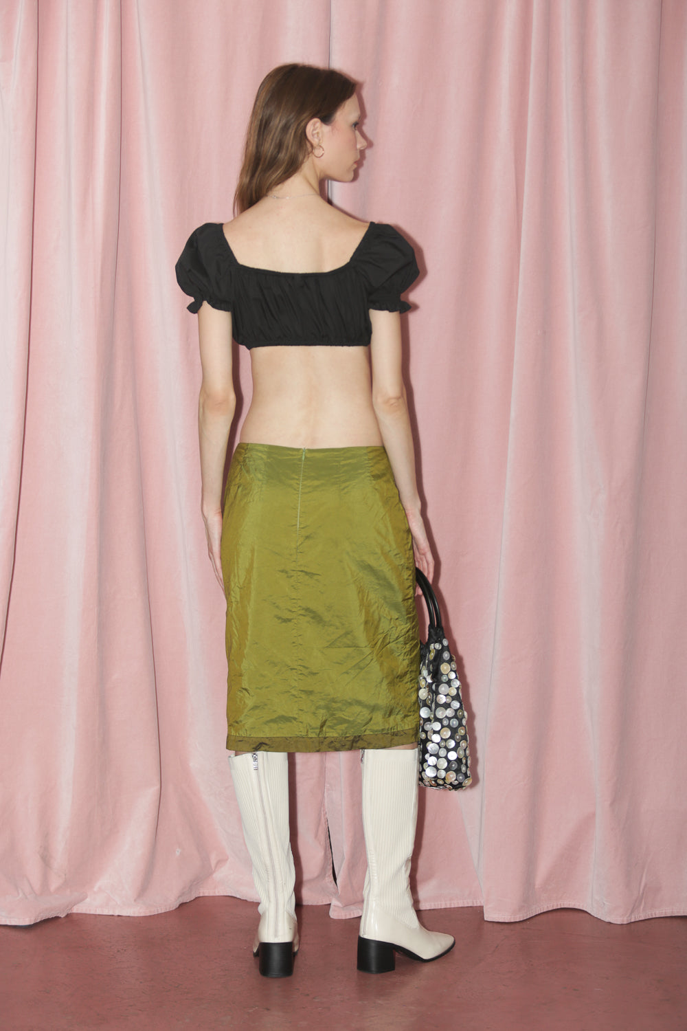 Olive Green Textured Skirt (S)