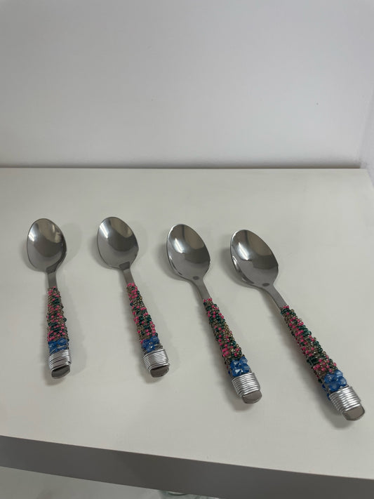 Vintage Beaded Spoon Set