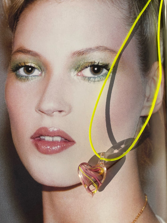 Vintage Heart Glass Pendant Necklace