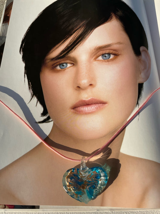 Vintage Heart Glass Pendant Necklace