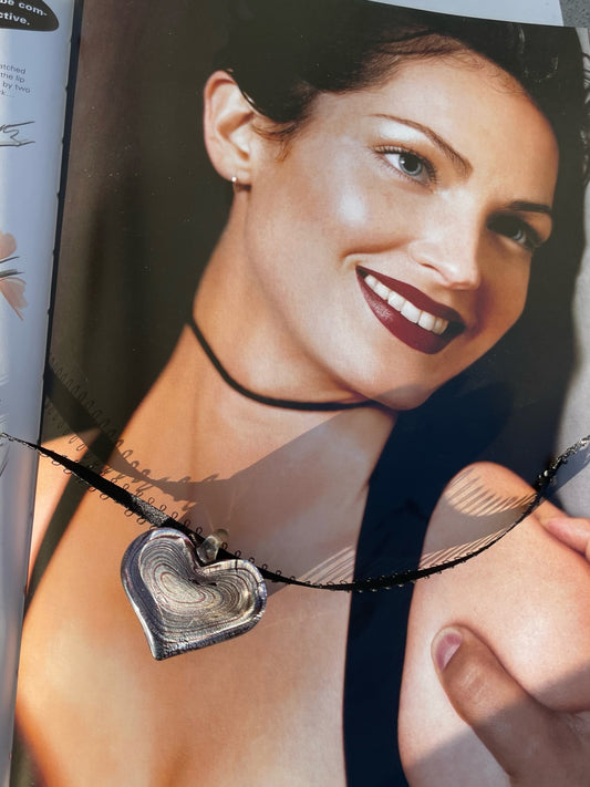 Vintage Heart Glass Pendant Necklace