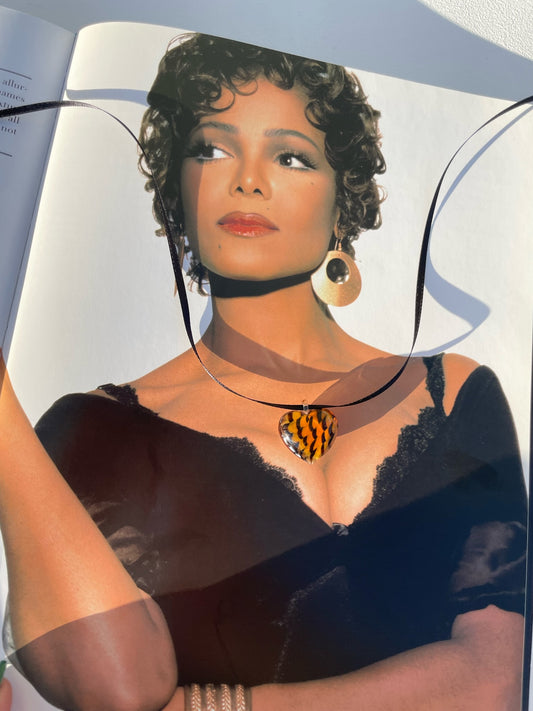 Vintage Heart Glass Pendant Necklace