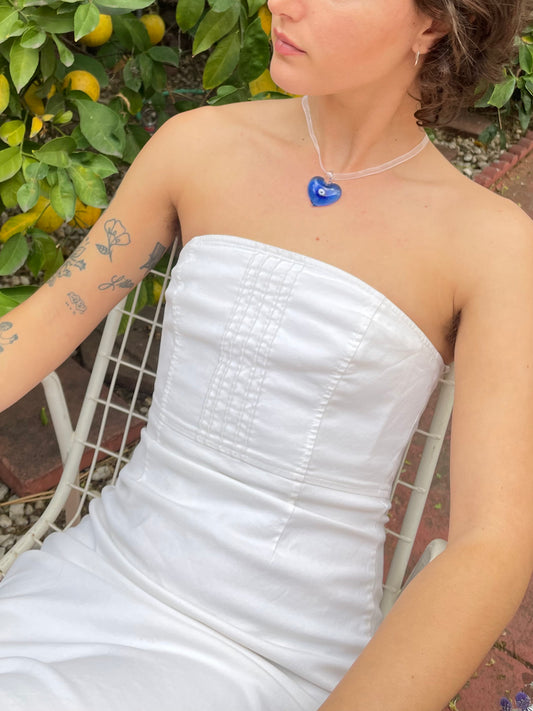 Vintage Evil Eye Heart Glass Pendant