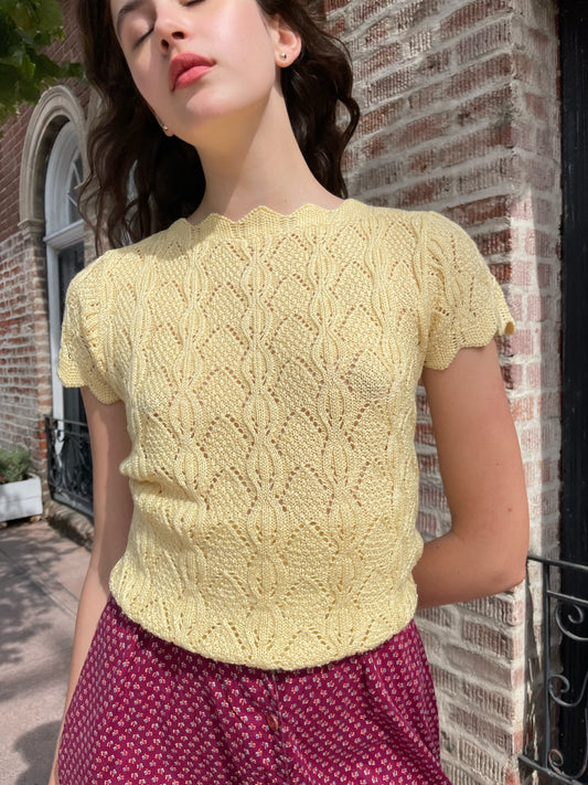 Yellow Crochet Top (S)