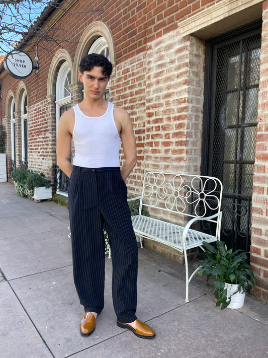 Pin Striped Black Trousers